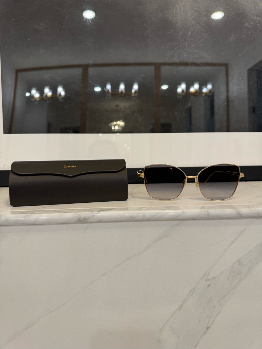 Cartier Gold Frame Sunglasses with Gradient Black Lenses